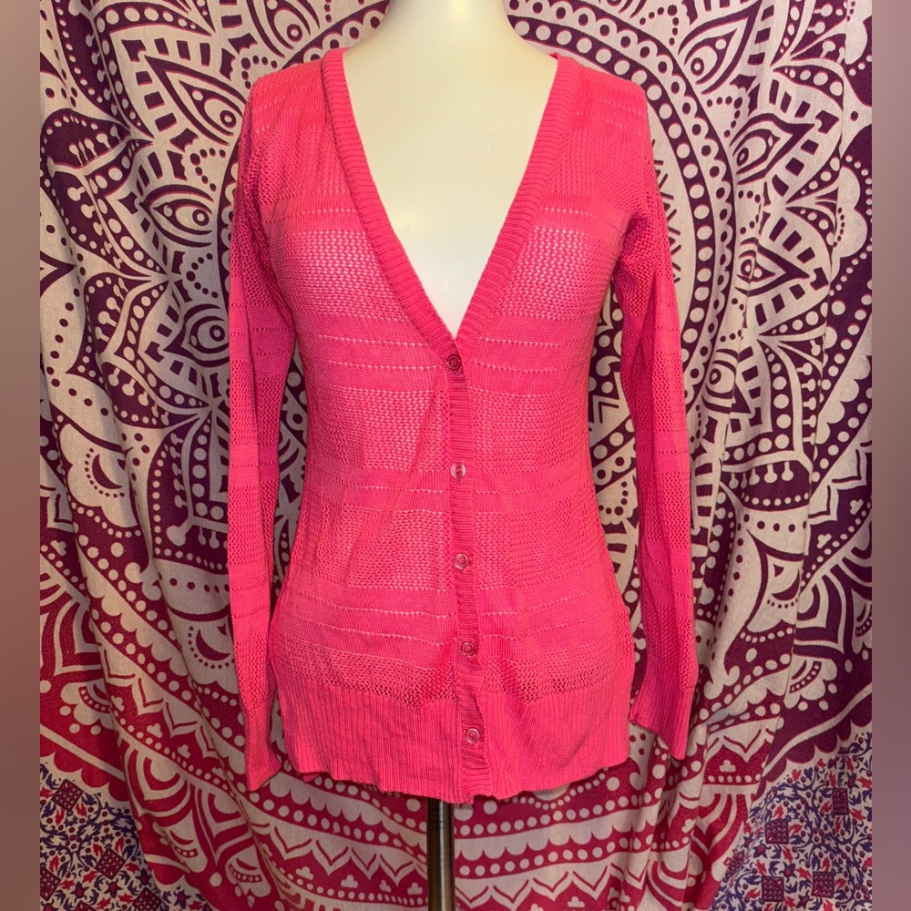 lei Pink Knit Y2K Cardigan Junior’s Size Small